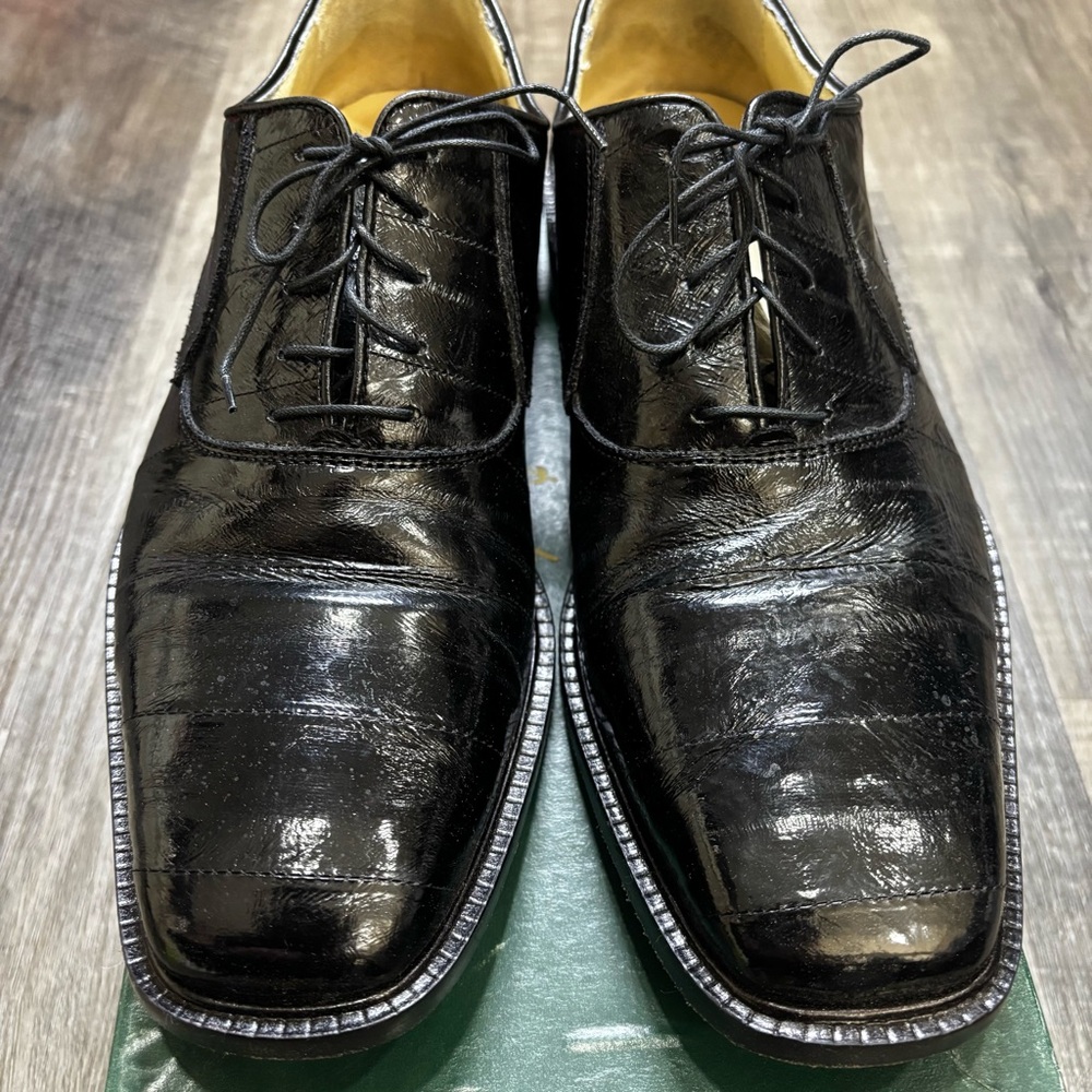 Barcelino Men’s Eel Skin Oxfords w/ Lace-Up closure, EUC